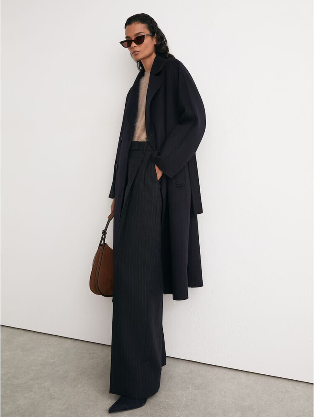 NEW, REISS Maeve Belted Double Breasted Wool Blend Coat in Navy Sz 6 #W209 - Picture 9 of 14